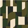 Large-scale geometric wallpaper in green tones