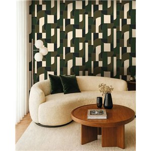 Large-scale geometric wallpaper in green tones 2