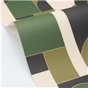 Large-scale geometric wallpaper in green tones · Caselio Maison Simeon 107390463