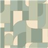 Geometrische Tapete in Grün- und Beigetönen