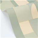 Papel pintado geométrico en verdes y beige · Caselio Maison Simeon 107390475
