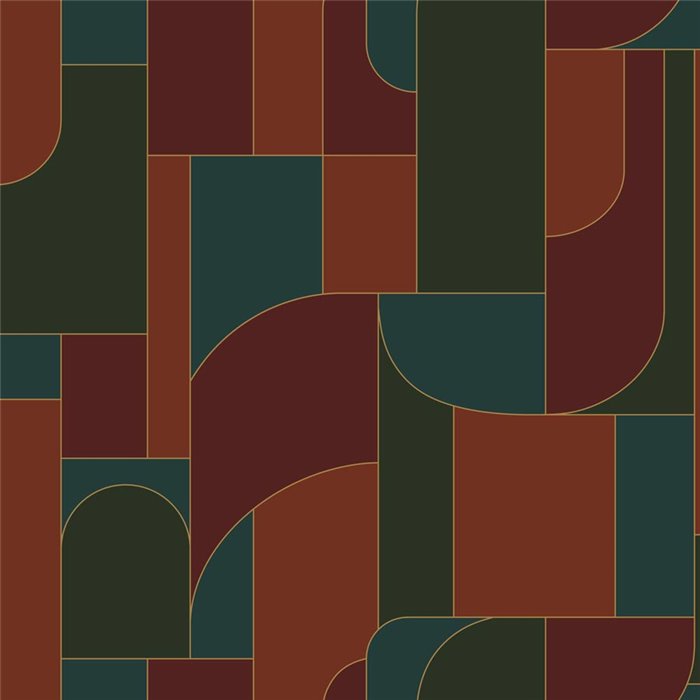 Geometric wallpaper with golden lines · Caselio Maison Simeon 107390745