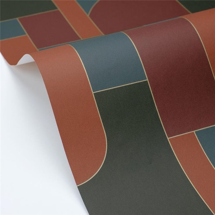 Papel pintado geométrico con líneas doradas · Caselio Maison Simeon 107390745