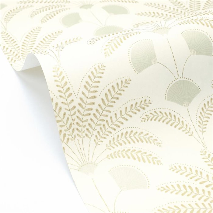 Papier peint floral stylisé en vert eucalyptus · Caselio Maison Simeon 107400414