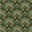 Papel pintado de hojas y abanicos Art Déco en verde oscuro · Caselio Maison Simeon 107400451