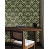 Art Déco Tapete mit Blättern und Fächern in Dunkelgrün · Caselio Maison Simeon 107400451