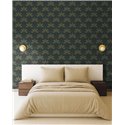 Papel pintado hojas estilizadas y abanicos · Caselio Maison Simeon 107400614