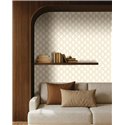 Papel pintado geométrico de escamas beige · Caselio Maison Simeon 107410103