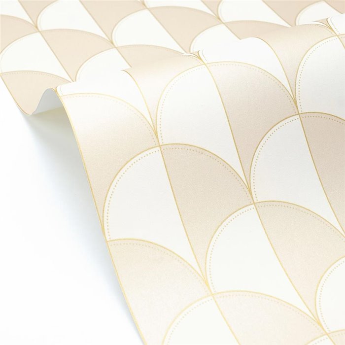 Beige geometric scale pattern wallpaper · Caselio Maison Simeon 107410103