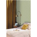 Art-Déco-geometrische Tapete in Grün und Gold · Caselio Maison Simeon 107414018