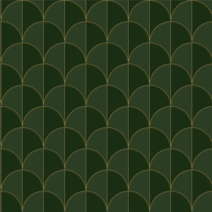 Papier peint Art déco à arches dorées sur vert · Caselio Maison Simeon 107414126