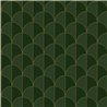 Papel pintado Art Déco con arcos dorados sobre verde