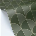 Papel pintado Art Déco con arcos dorados sobre verde · Caselio Maison Simeon 107414126