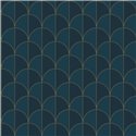 Papel pintado geométrico elegante en azul y dorado · Caselio Maison Simeon 107416131