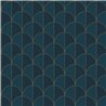 Papel pintado geométrico elegante en azul y dorado