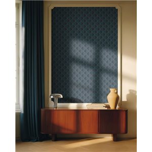 Papel pintado geométrico elegante en azul y dorado 2