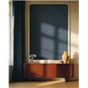 Papel pintado geométrico elegante en azul y dorado · Caselio Maison Simeon 107416131