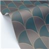 Elegant geometric wallpaper in blue and gold · Caselio Maison Simeon 107416131