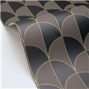 Papel pintado geométrico con líneas doradas · Caselio Maison Simeon 107419043