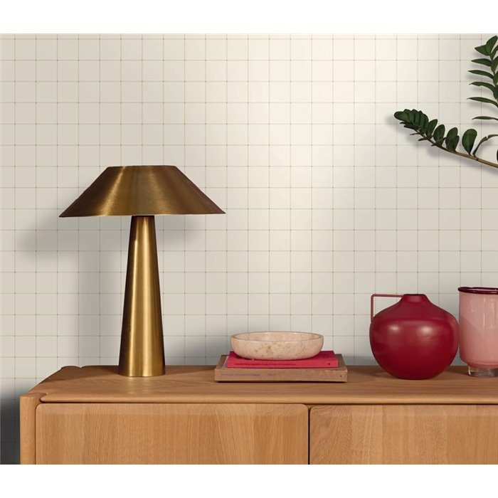 Papel pintado de cuadrícula beige minimalista · Caselio Maison Simeon 107420157