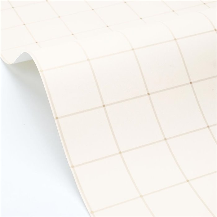 Papel pintado de cuadrícula beige minimalista · Caselio Maison Simeon 107420157