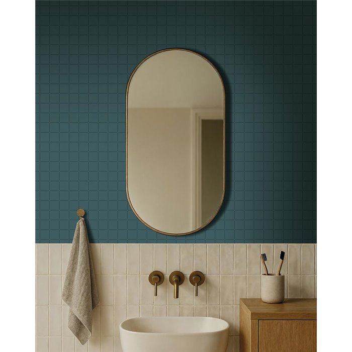Papel pintado cuadriculado con puntos azul · Caselio Maison Simeon 107426379