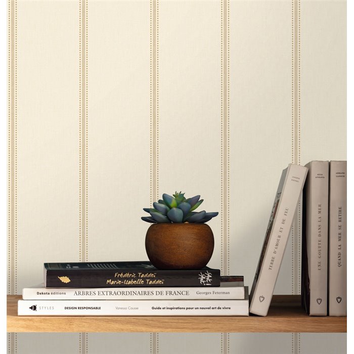 Papel pintado rayas finas beige · Caselio Mix & Stripes 107751000