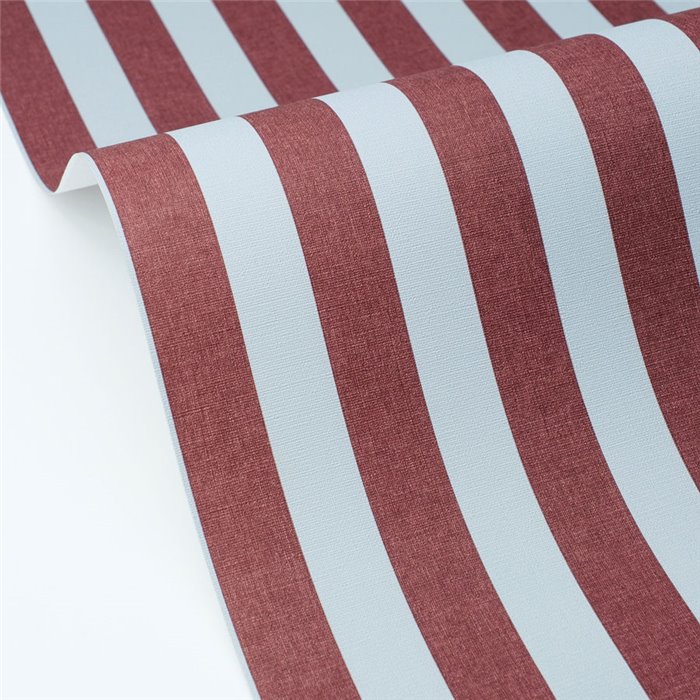 Papel pintado de rayas burdeos y azul con efecto textil · Caselio Mix & Stripes 107766089
