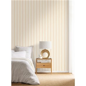 Papier peint rayures verticales beige et crème 2