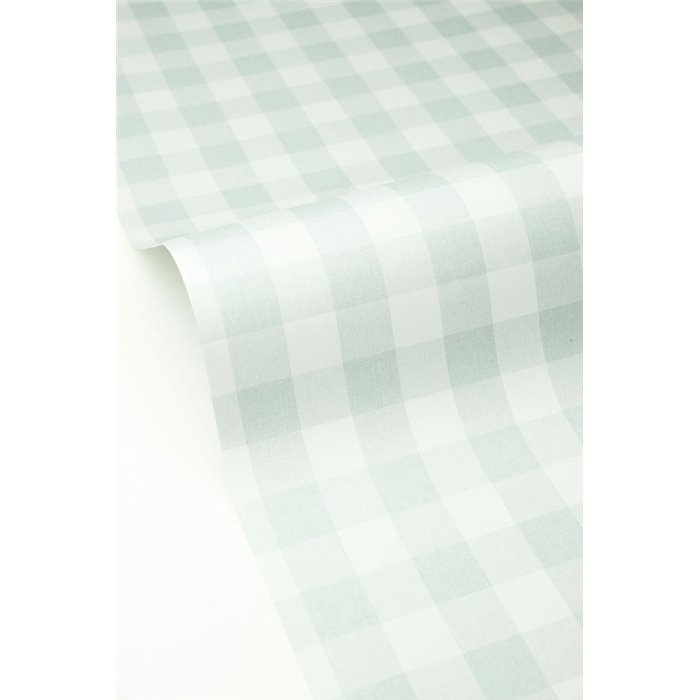 Papel pintado cuadros vichy clásicos azul y blanco · Caselio Happy Kids Club 104426053