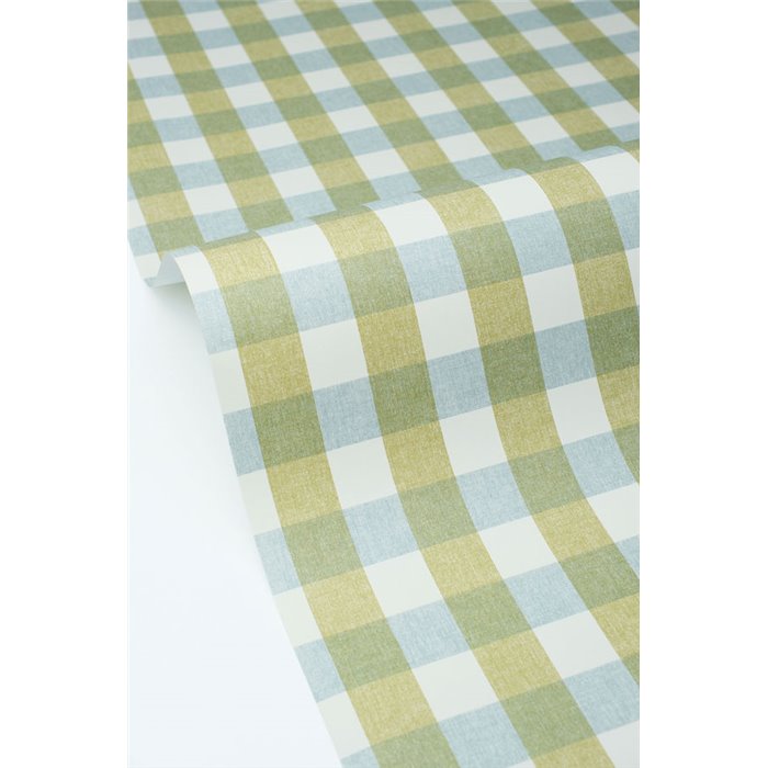 Papel pintado de cuadros vichy verde y azul · Caselio Happy Kids Club 104427783