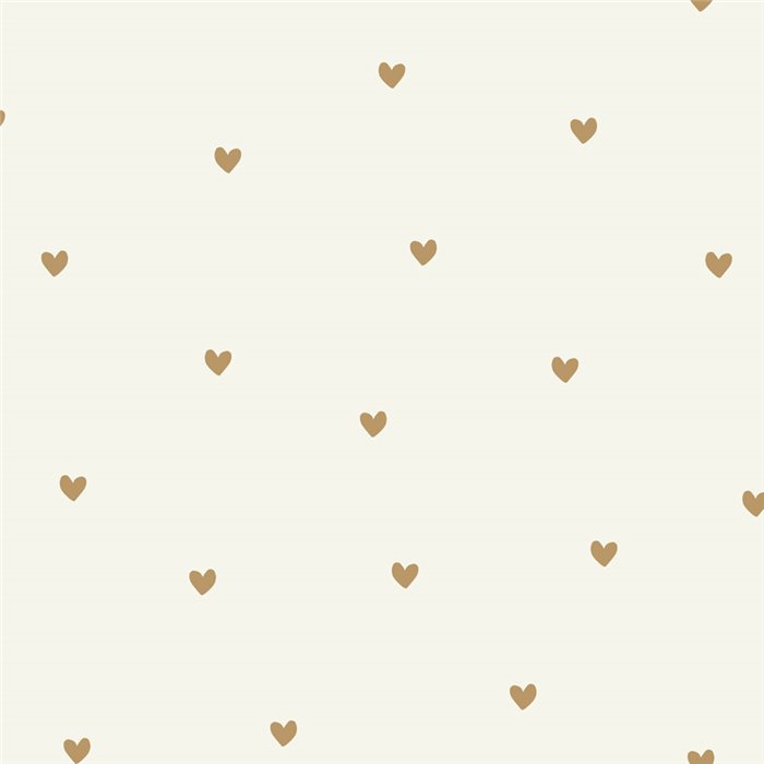 Golden Hearts Wallpaper on White Background · Caselio Happy Kids Club 107600271