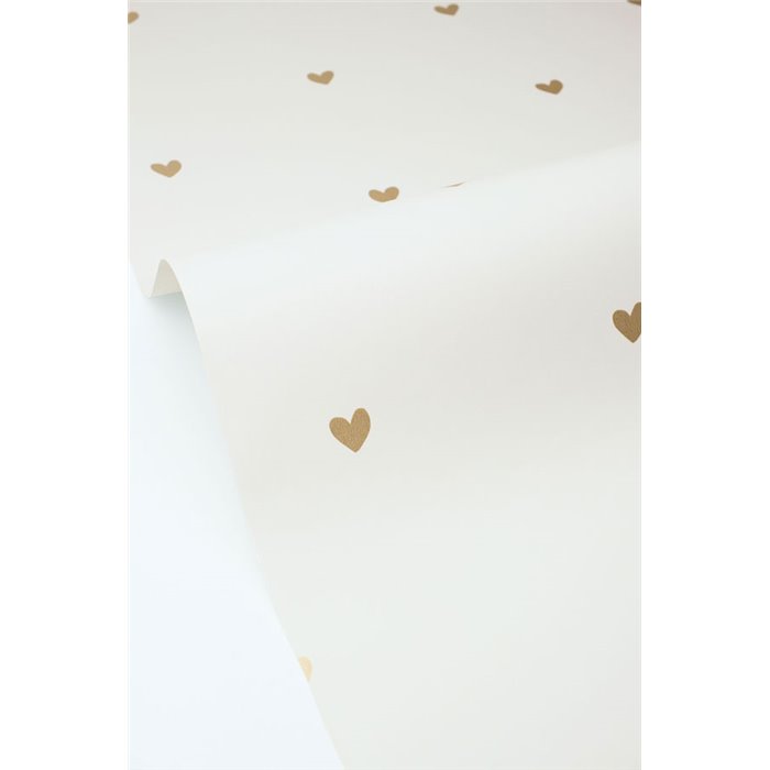 Golden Hearts Wallpaper on White Background · Caselio Happy Kids Club 107600271