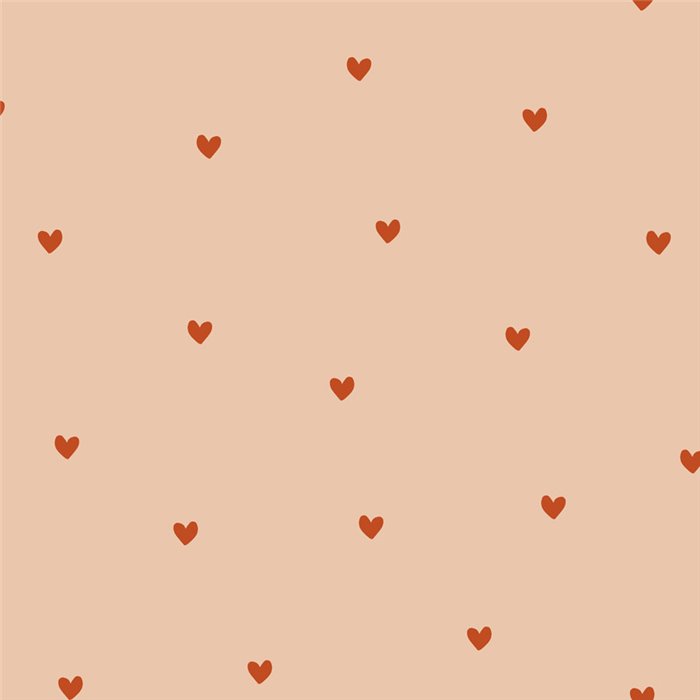 Papel pintado con pequeños corazones naranjas sobre beige · Caselio Happy Kids Club 107604850