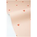 Wallpaper with small orange hearts on beige · Caselio Happy Kids Club 107604850