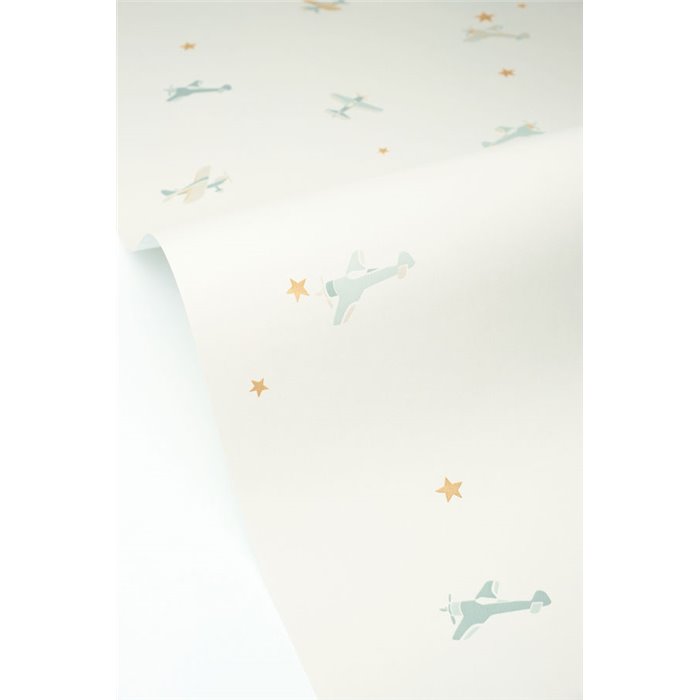 Children's pastel airplane and star wallpaper · Caselio Happy Kids Club 107620621