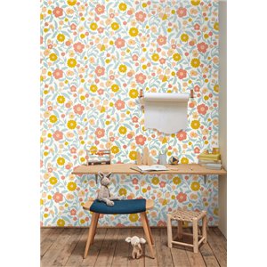 Papel pintado flores grandes multicolor 2