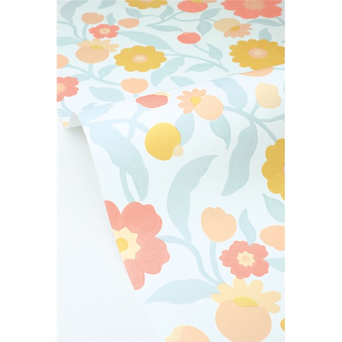 Papel pintado flores grandes multicolor · Caselio Happy Kids Club 107630212