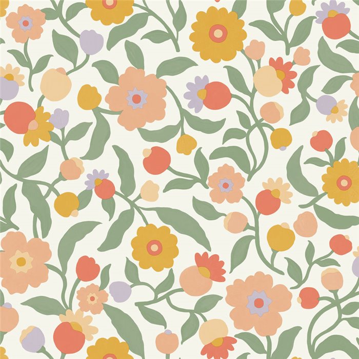Tapete mit großen, bunten Blumen · Caselio Happy Kids Club 107630735