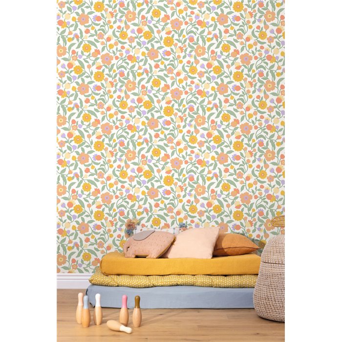 Papel pintado flores grandes multicolor · Caselio Happy Kids Club 107630735