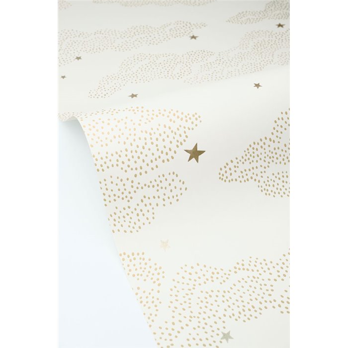 Papier peint avec nuages pointillés et étoiles · Caselio Happy Kids Club 107640223