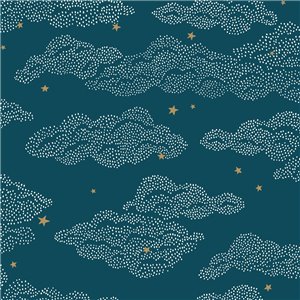 Papel pintado de nubes con estrellas en azul oscuro