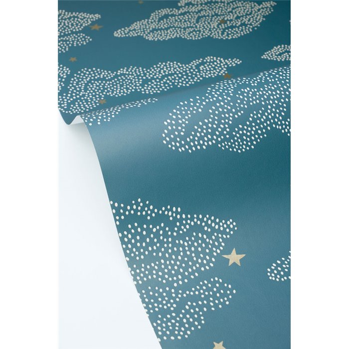 Wallpaper with clouds and stars in dark blue · Caselio Happy Kids Club 107646612