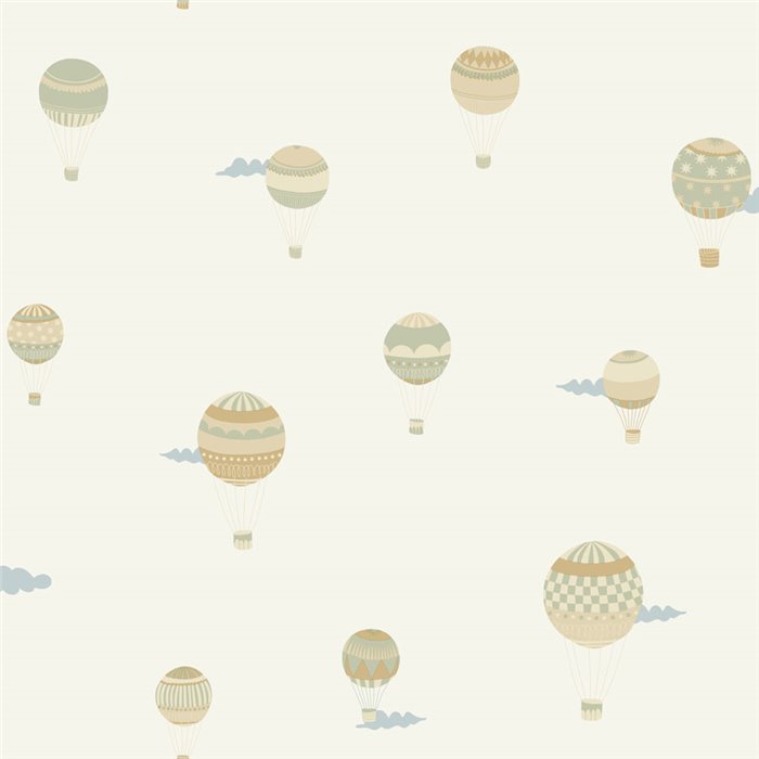 Beige children's hot air balloon wallpaper · Caselio Happy Kids Club 107650795