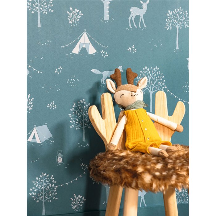 Kinder-Tapete mit Camping und Tieren · Caselio Happy Kids Club 107666641