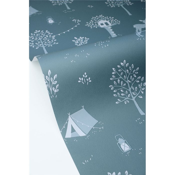 Children's wallpaper with camping and animals · Caselio Happy Kids Club 107666641