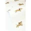 Papel pintado infantil perros salchichas jugando · Caselio Happy Kids Club 107680451