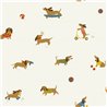Papel pintado infantil de perros salchichas multicolor