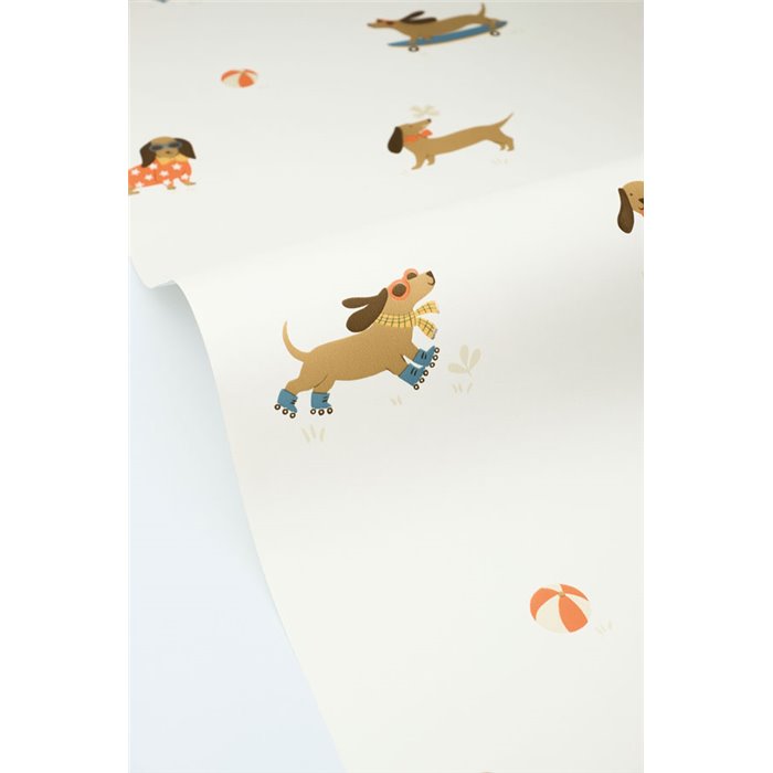Papel pintado infantil de perros salchichas multicolor · Caselio Happy Kids Club 107680864