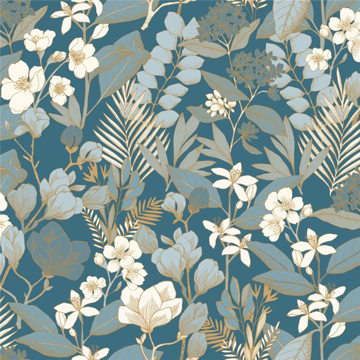 Papier peint floral contemporain bleu · Caselio Blue Shades 102656162
